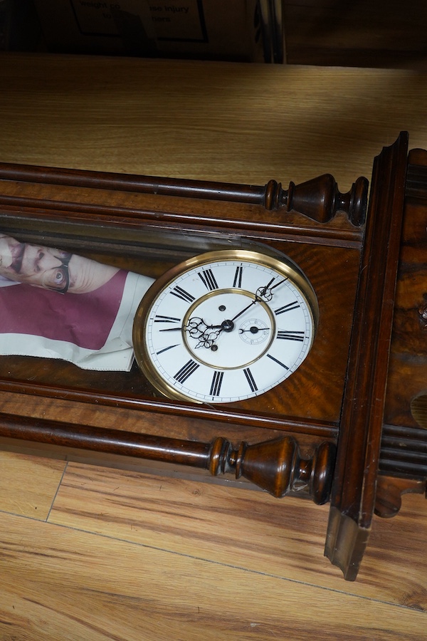 A mahogany Vienna regulator wall clock, 127cm high